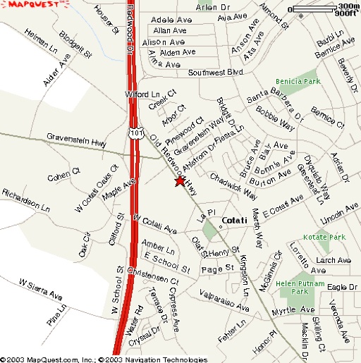 street map of cotati, zone recording